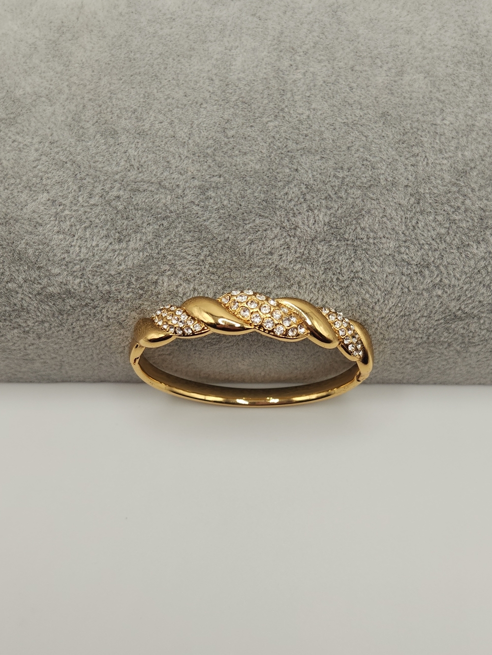 18k Gold Plated Stainless Steel Zircon Twist Bangle Bracelet Minimalist Jewelry